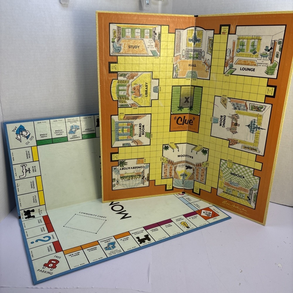 Vtg 1963 Clue Board Game Replacement & Monopoly Game Boards Only